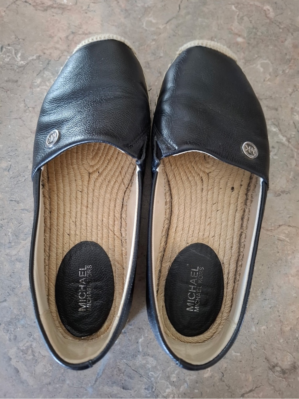 Michael Kors Black Leather Espadrille Flats